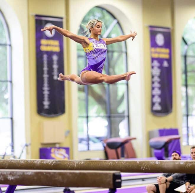 Training gymnastics at the LSU practice facility | IG October 2023